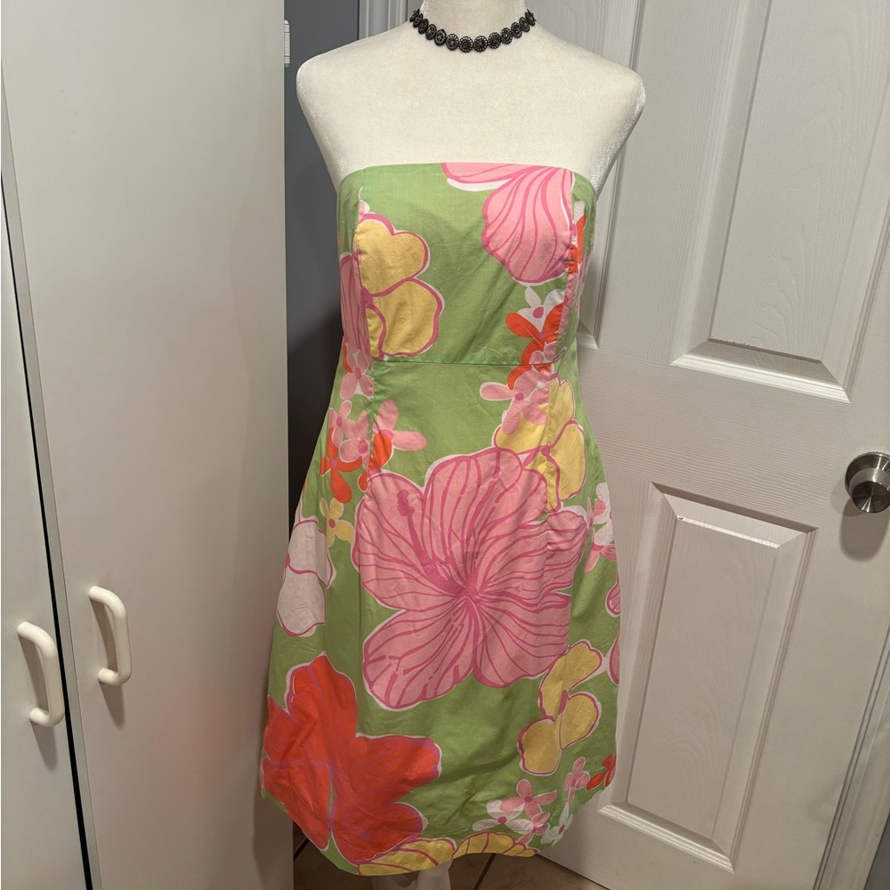 Lily Pulitzer strapless open back midi dress